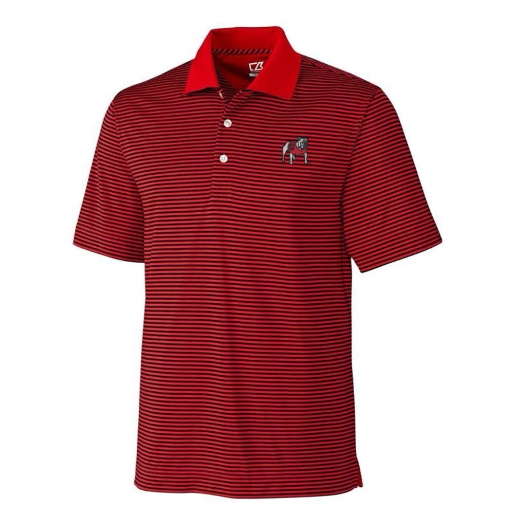 Cutter & Buck Red and Black Striped Polo UGA Univ of GA XL